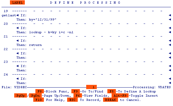 The Sort/Select Processing Table (-v processing)