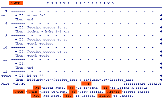 The Sort/Select Processing Table (-v processing)
