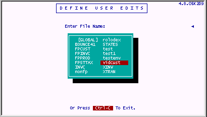 Defining a User Edit
